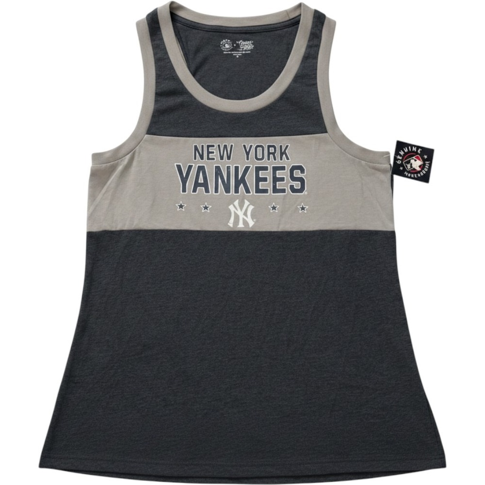 New York Yankees MLB Tank Top Campus Lifestyle Colorblock Grey Charcoal XS NWT